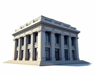 Obraz premium illustration of modern bank building architectural model isolated on white background. Generate AI