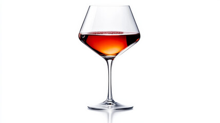 glass of red wine with rich color and bubbles against white background evokes sense of elegance and celebration