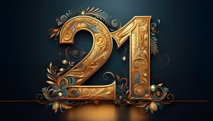 Number 21 gold. Generated image