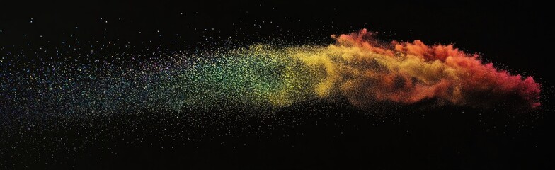 Colorful powder explosion on black background.