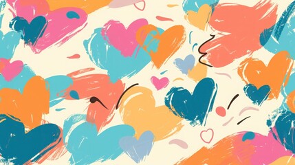 Abstract Colorful Hearts Pattern Background Design