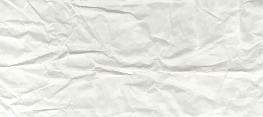 Crumpled grey paper texture. Abstract light background with wrinkled cardboard texture. Vector illustration horizontal fold crumpled empty white paper template for posters and banners