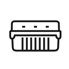 Plastic tray container with a lid for fruit, berry and vegetable storage. Line icon with editable stroke. Punnet pictogram for web design, mobile app. Food retail packaging. Isolated vector
