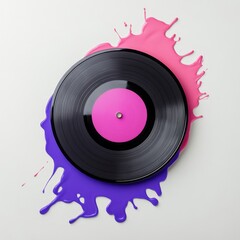 Creative vinyl record art modern studio graphic design colorful environment close-up view artistic expression