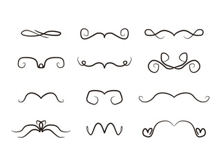 Swirl ornament stroke. Ornamental curls vector illustration on transparent background