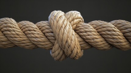 A tied knot on a rope. Business concept. Backdrop with selective focus and copy space