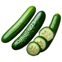 Fresh cucumber vegetables isolated on transparent background