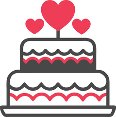 Delicious Valentines Cake for Love Celebration, coquette cake, vintage cake, wedding cake, birthday cake, heart cake. Sweet Treat for Romantic Occasions, Valentines Day design illustration clipart 