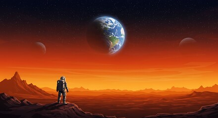 Astronaut on a Martian Landscape
