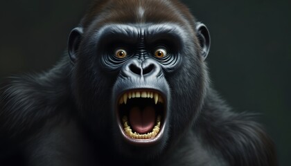 Angry Gorilla Close Up Intense Portrait Wildlife Image
