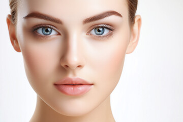 Fototapeta premium Beautiful skin woman face, healthy beauty skincare and cosmetics for adverstising. Generative Ai. 