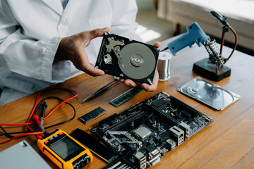 Repairing and upgrade mobile phone, electronic, computer hardware and technology concept.