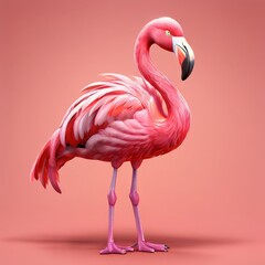Fototapeta premium the AI Image Generator, Vibrant Pink Flamingo Standing Gracefully Against