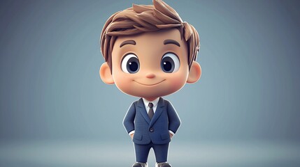 Cute cartoon boy in suit.