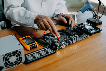 Repairing and upgrade mobile phone, electronic, computer hardware and technology concept.