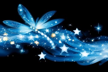 Glowing Dragonfly and Stars