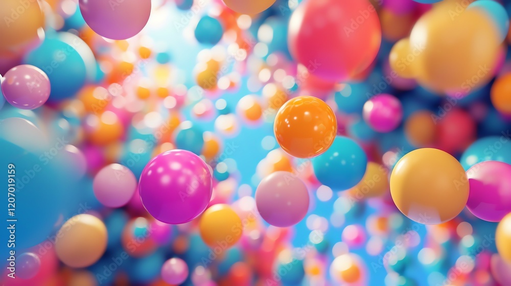 Wall mural 3d rendering. abstract background with colorful balls.