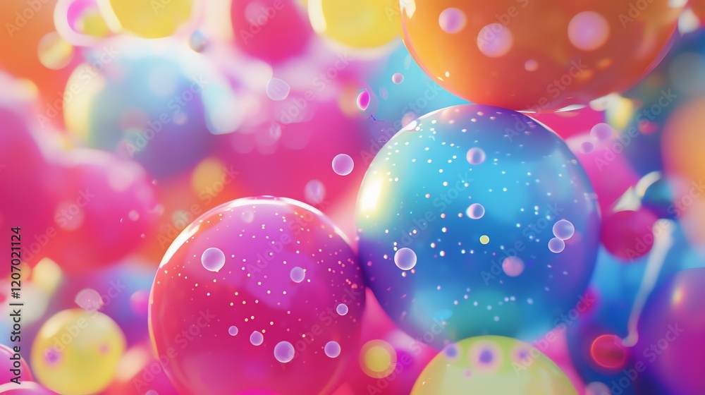 Wall mural amazing 3d rendering of a colorful balloons. the image has a very soft and dreamy feel to it.