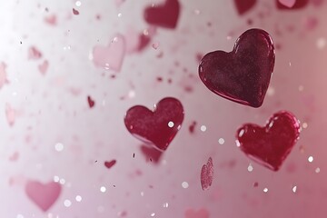 Romantic Falling Hearts in Various Shades of Pink.