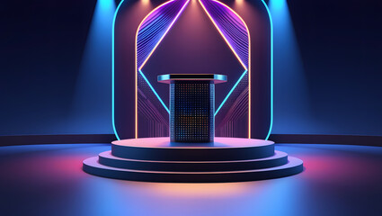 3D Render of Abstract Background with Podium for Product Showcase