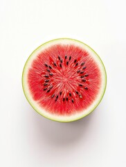 Close up of a juicy watermelon slice with seeds, isolated on white background, seeds, juicy, depth of field, slice