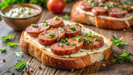 Tomato bruschetta with fresh basil and parsley