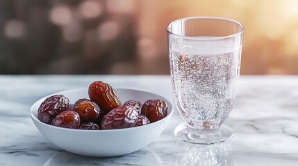 dates and a glass of water to iftar