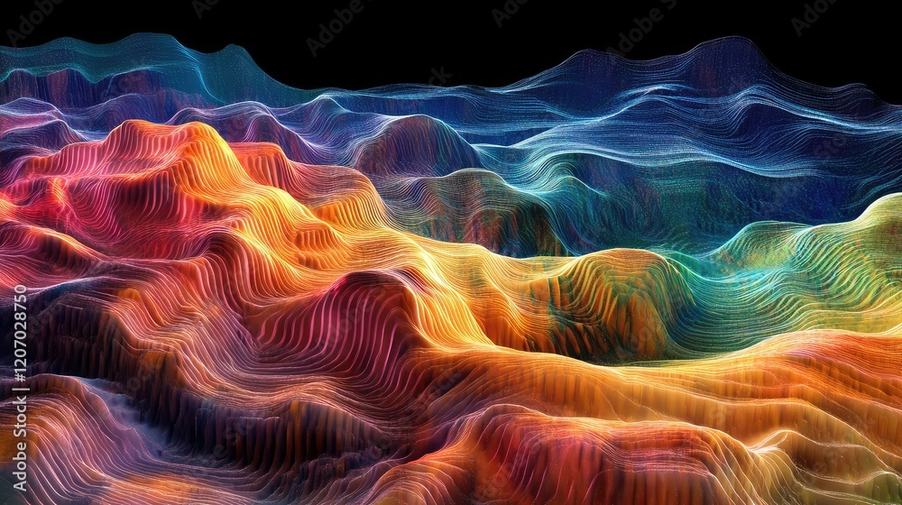 Poster abstract ai-powered visualization of glowing text inputs generating high-resolution holographic visu