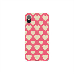 Heart Pattern Phone Case Mockup  Vector Template for Graphic Designers and Print Studios