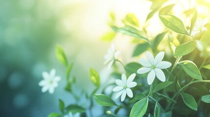 Delicate White Blossoms in Soft Sunlight