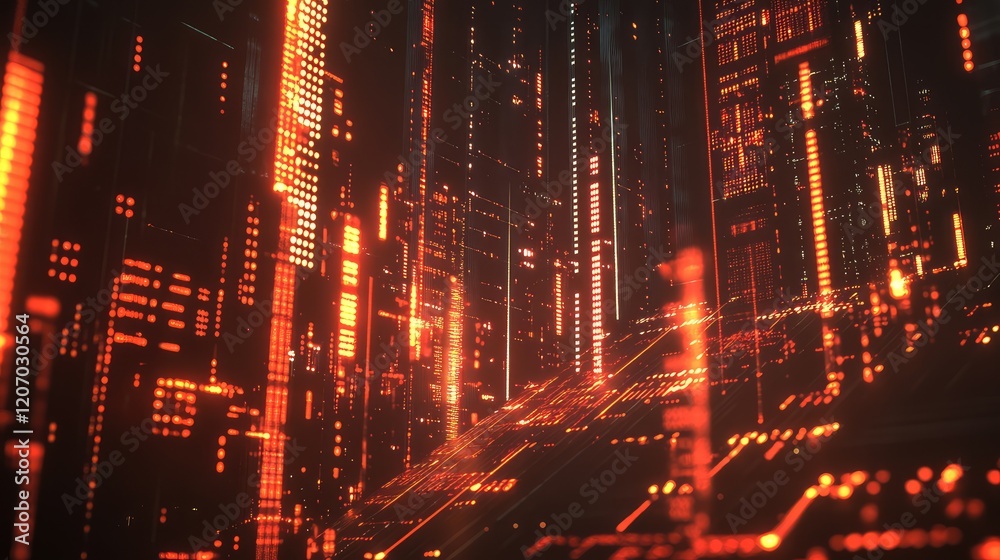 Poster abstract digital wave with glowing futuristic elements, dynamic data patterns, and a clean gradient 