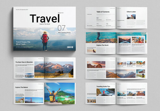 Travel Magazine Template Design Layout Landscape