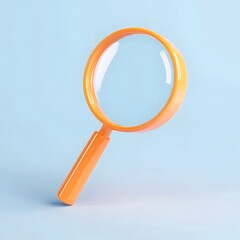 Orange Magnifying Glass Icon with Rising Graph Inside on White Background