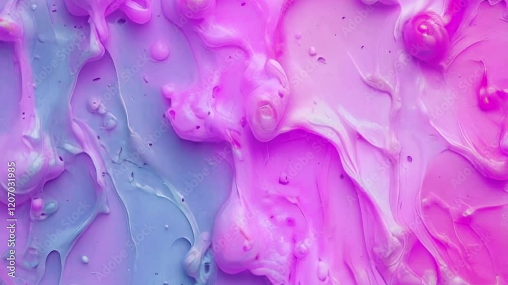 Poster Digital animation in pink and blue tones with wavy shapes that flow smoothly into each other, creating a sense of fluid movement