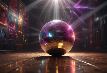 As the disco ball spins rapidly, it sends rays of light dancing across the dance floor in every direction, spinning mirror, colorful flashes