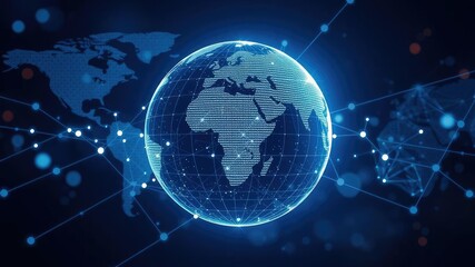 Obraz premium Abstract background featuring interconnected globes in various sizes and hues, symbolizing global communication and connectivity, concept, internet