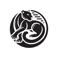 Black silhouette round panther logo