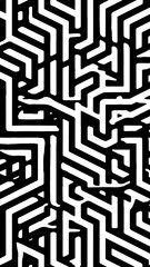 Geometric optical seamless pattern, black and white vector background.