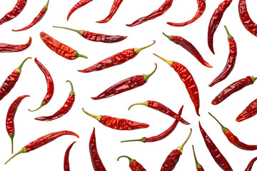 Dried Spicy Red Chili Peppers Pattern: A vibrant and fiery pattern of scattered dried red chili peppers. Perfect for adding a touch of heat and excitement to your culinary or design projects. 