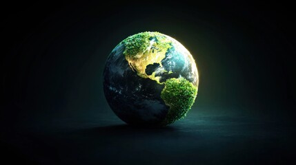 Fototapeta premium Earth glowing with sustainable agriculture and renewable resources icons