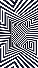 Geometric optical seamless pattern, black and white vector background.