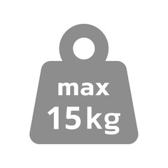 15kg max load capacity. Maximum weight vector icon.