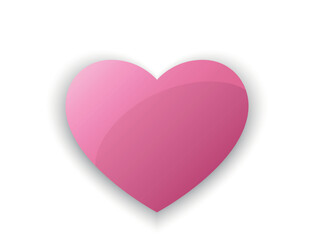 Pink 3d heart in red tone. Love, romantic and valentines design element. Isolated vector illustration