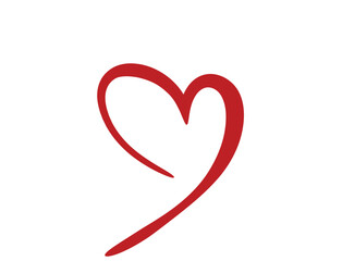 Red hand drawn heart. Valentines day design element. Love and romantic isolated vector sketchy image