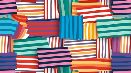 Seamless pattern with motley stripes. All elements of composition located on separate layers and can be easy editable