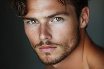 Obraz premium Close-up Male Portrait Studio Shot Sharp Focus Attractive Face