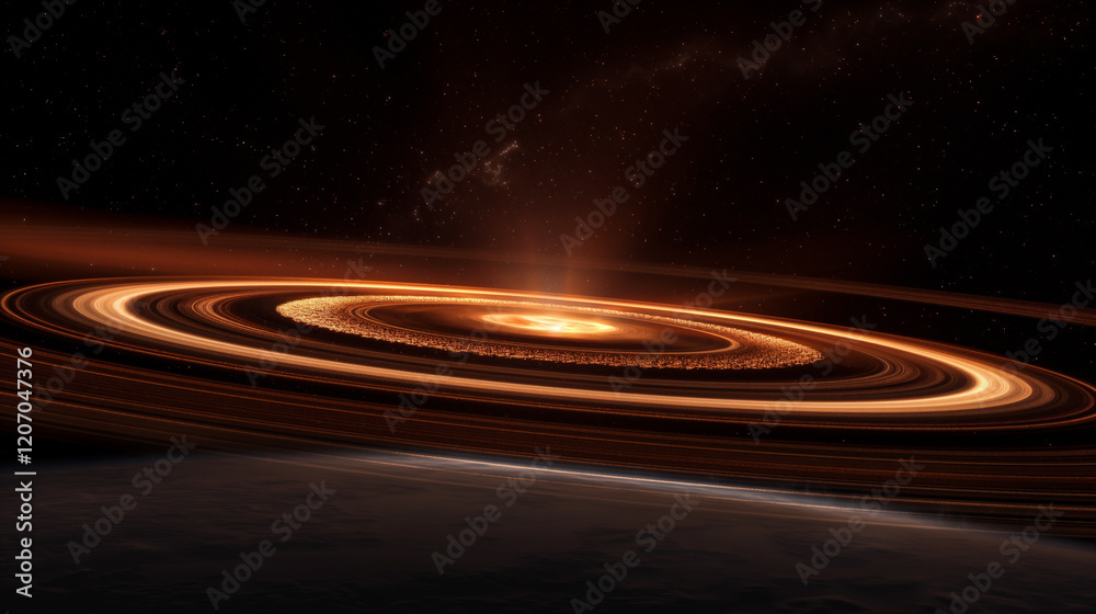 Canvas Prints distant planet with stunning rings and cosmic backdrop illuminated by stars. generative ai