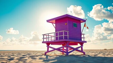 "Miami Beach Purple Lifeguard Tower