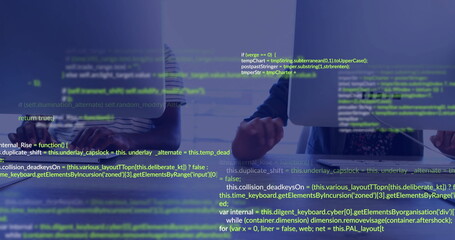 Image of data processing over diverse business people in office