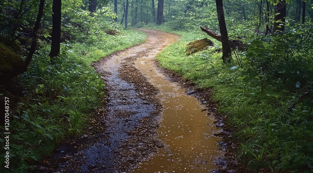 Poster a path in the forest, beautiful.